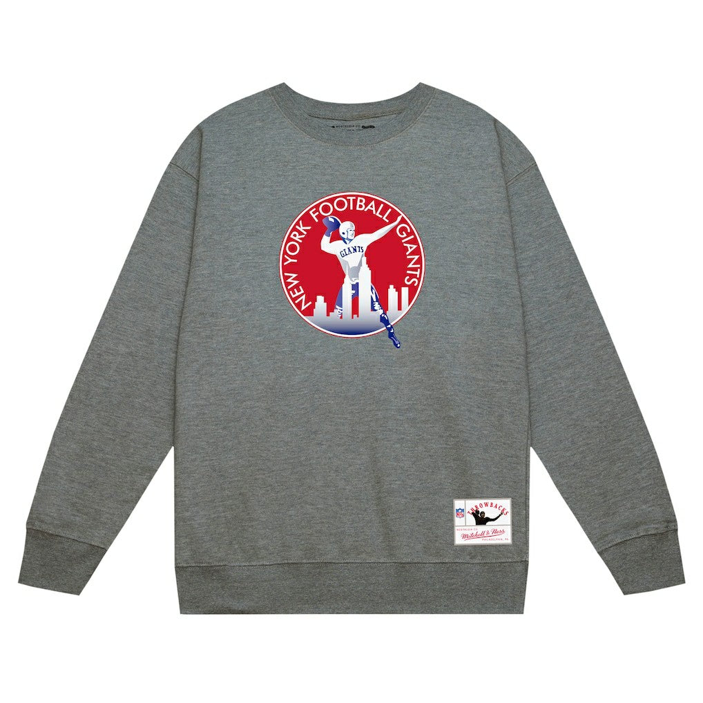 New York Giants Basic Fleece Pullover Sweatshirt Heather Gray - Mitchell & Ness