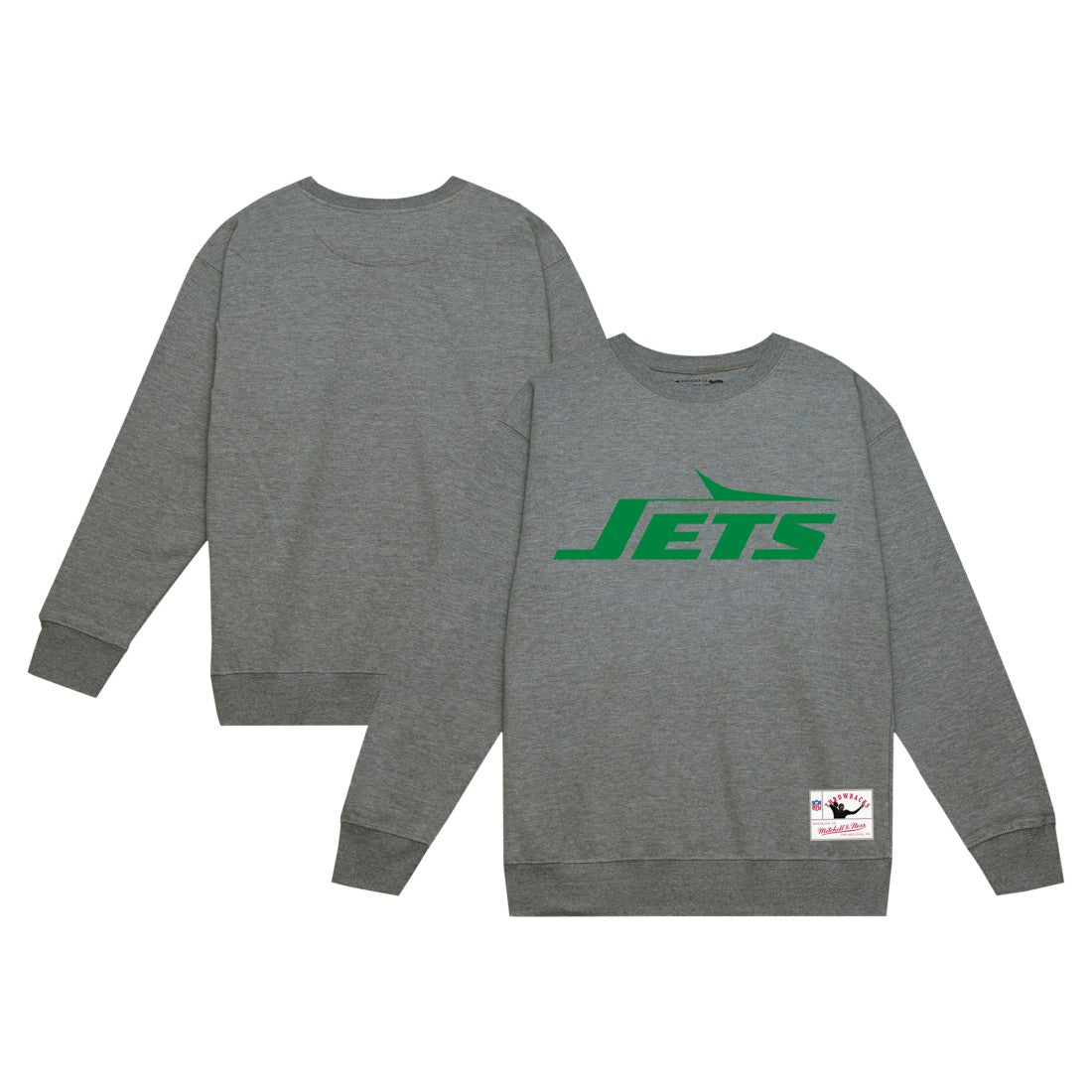 New York Jets Basic Fleece Pullover Sweatshirt Heather Gray - Mitchell & Ness