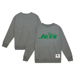 New York Jets Basic Fleece Pullover Sweatshirt Heather Gray - Mitchell & Ness