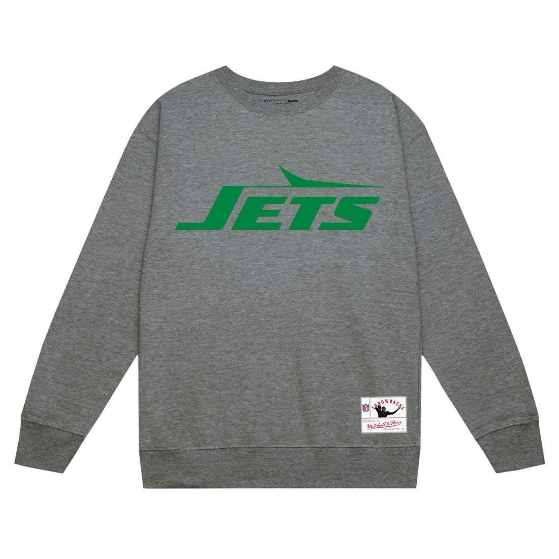 New York Jets Basic Fleece Pullover Sweatshirt Heather Gray - Mitchell & Ness