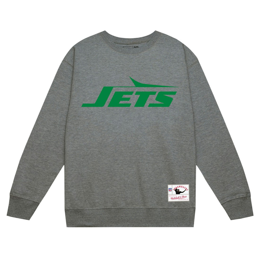 New York Jets Basic Fleece Pullover Sweatshirt Heather Gray - Mitchell & Ness