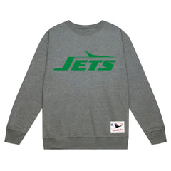 New York Jets Basic Fleece Pullover Sweatshirt Heather Gray - Mitchell & Ness