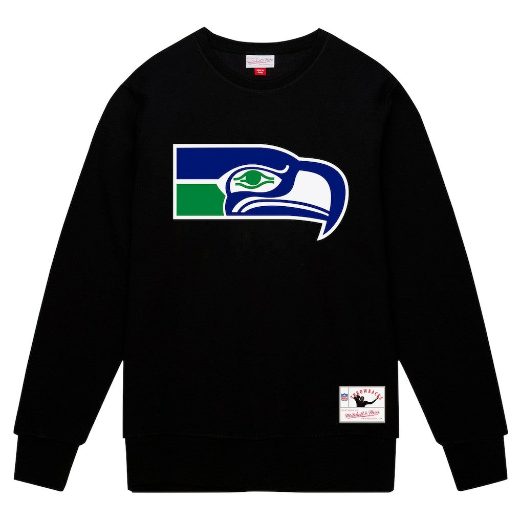 Seattle Seahawks Basic Fleece Pullover Sweatshirt Black - Mitchell & Ness