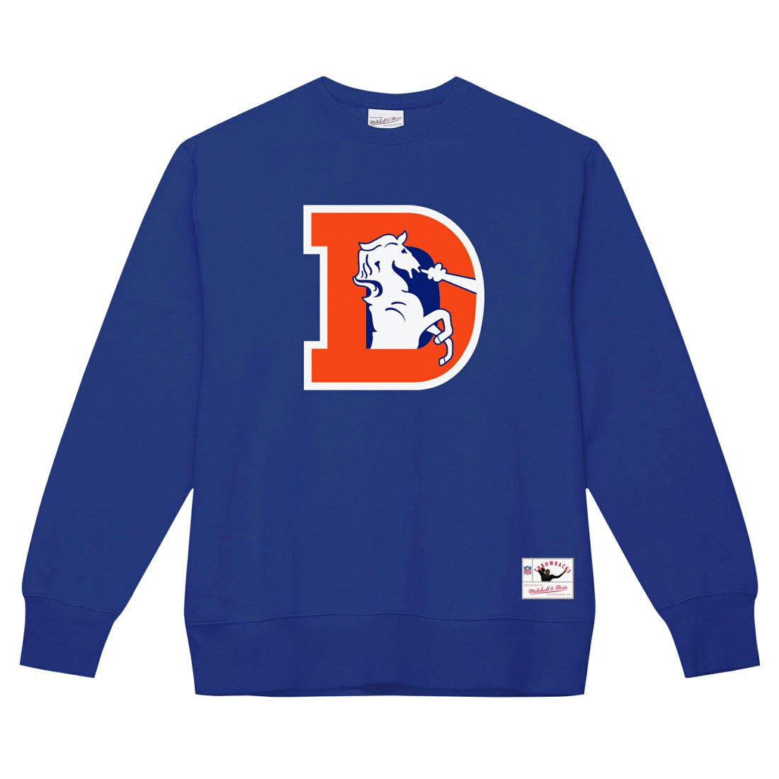 Denver Broncos Basic Fleece Pullover Sweatshirt Royal - Mitchell & Ness