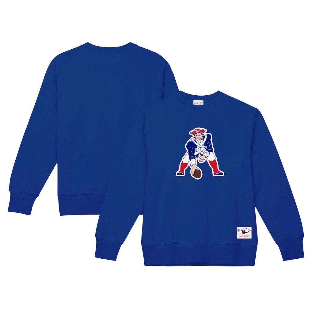 New England Patriots Basic Fleece Pullover Sweatshirt Navy - Mitchell & Ness