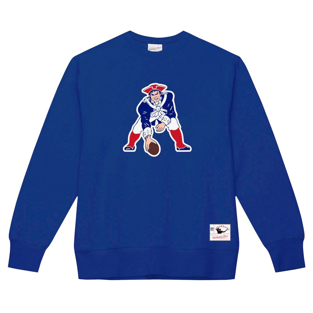 New England Patriots Basic Fleece Pullover Sweatshirt Navy - Mitchell & Ness