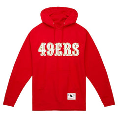 San Francisco 49ers Team Wordmark Vintage Pullover Hoodie Scarlet - Mitchell & Ness