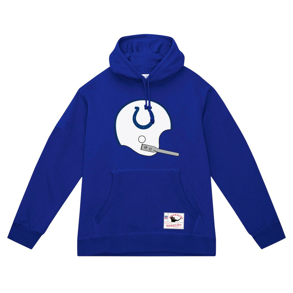 Indianapolis Colts Helmet Logo Vintage Pullover Hoodie Royal - Mitchell & Ness