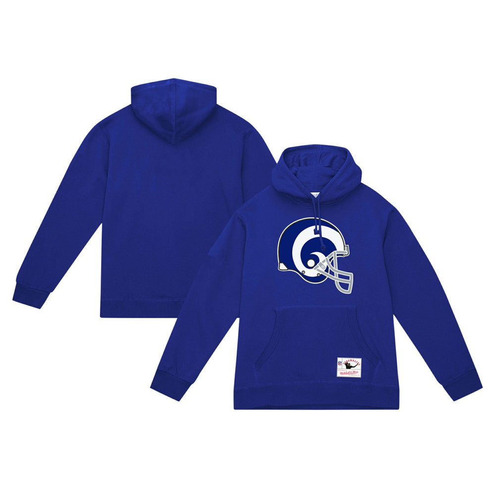 Los Angeles Rams Helmet Logo Vintage Pullover Hoodie Royal - Mitchell & Ness
