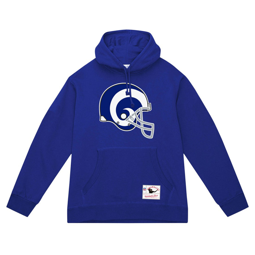 Los Angeles Rams Helmet Logo Vintage Pullover Hoodie Royal - Mitchell & Ness