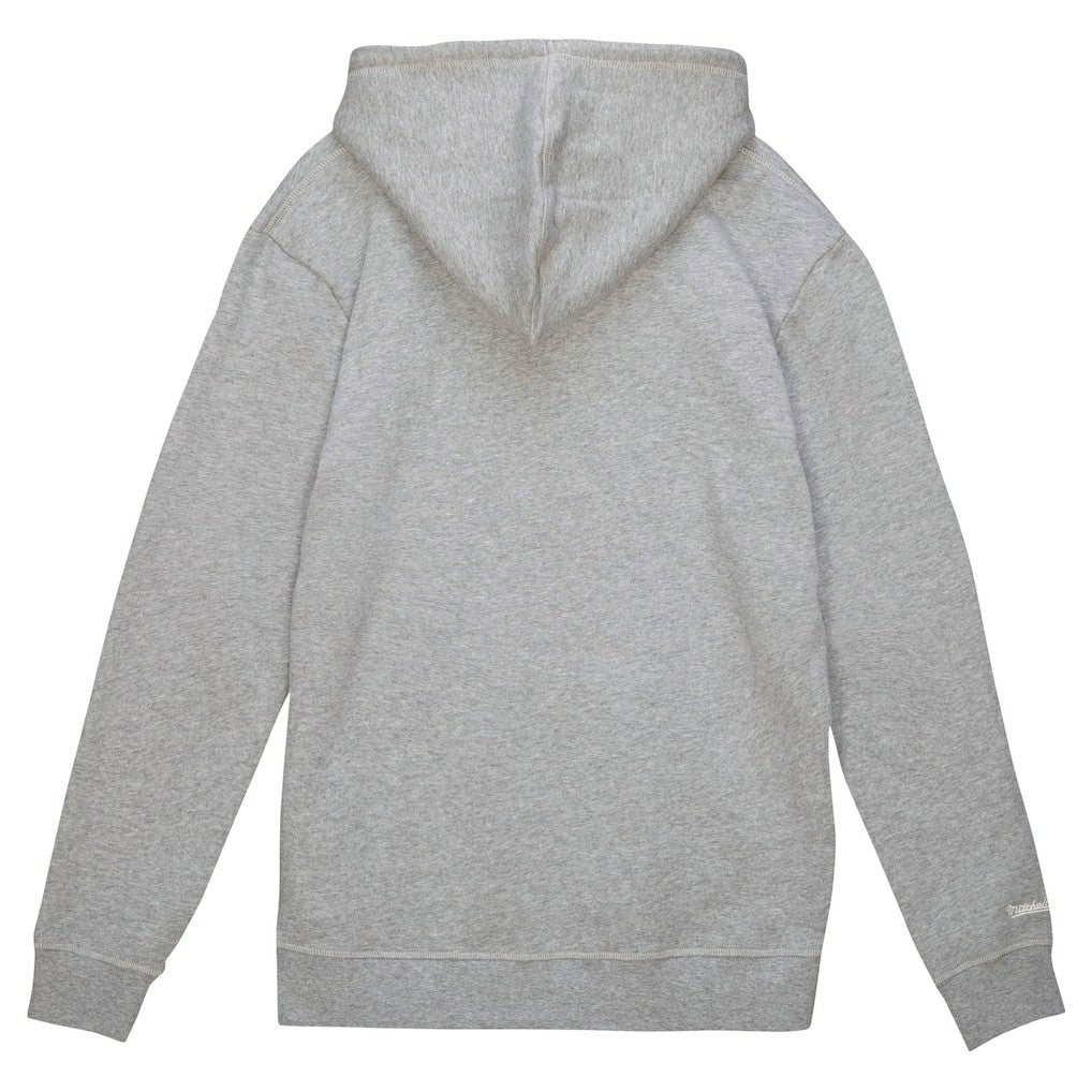 New England Patriots Helmet Logo Vintage Pullover Hoodie Heather Gray - Mitchell & Ness