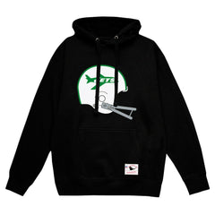 New York Jets Helmet Logo Vintage Pullover Hoodie Black - Mitchell & Ness