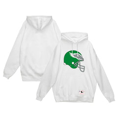 Philadelphia Eagles Helmet Logo Vintage Pullover Hoodie White - Mitchell & Ness