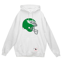 Philadelphia Eagles Helmet Logo Vintage Pullover Hoodie White - Mitchell & Ness