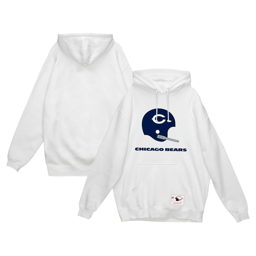 Chicago Bears Helmet Logo Vintage Pullover Hoodie White - Mitchell & Ness