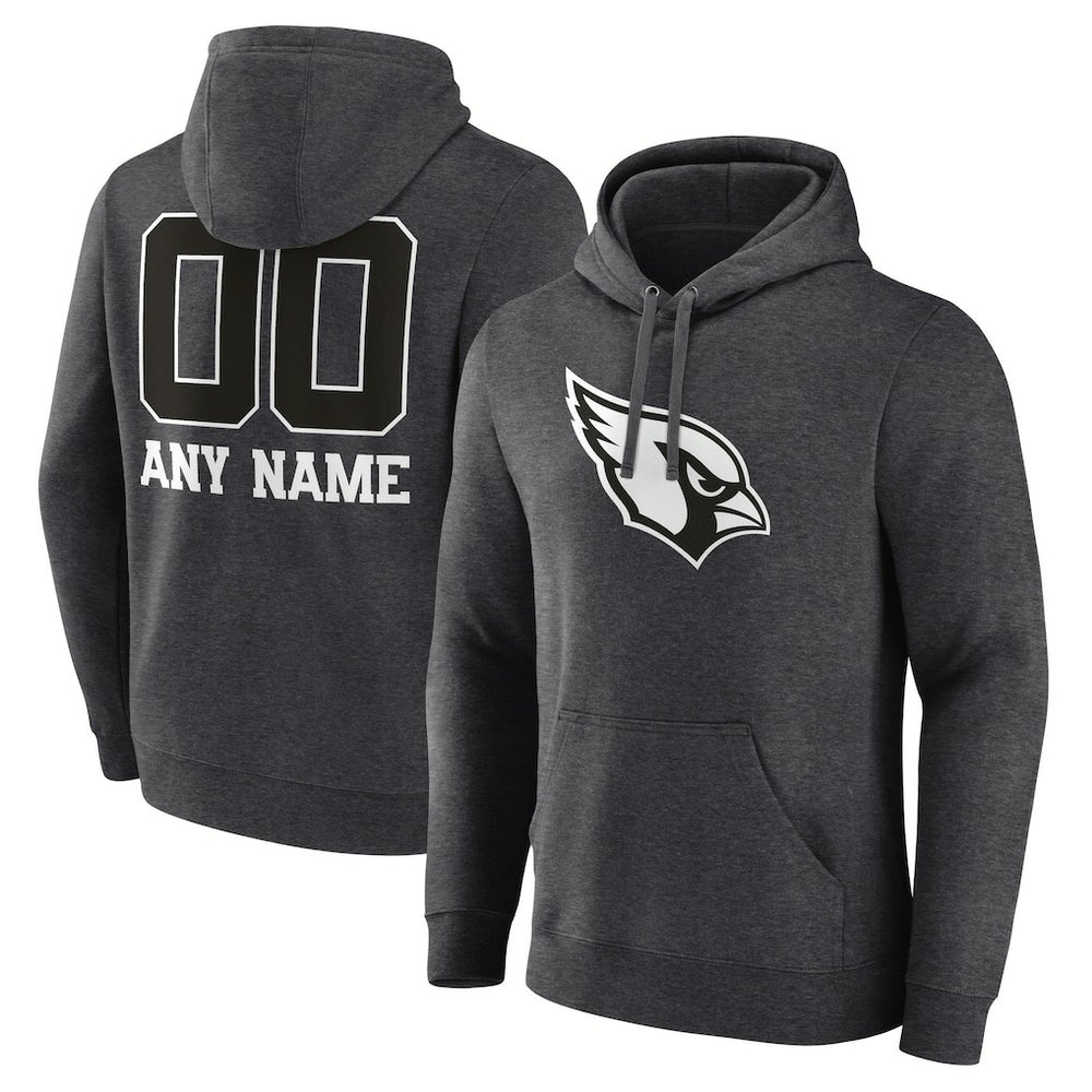Arizona Cardinals Personalized Name & Number Monochrome Pullover Hoodie Charcoal - NFL