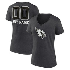 Arizona Cardinals Women's Personalized Name & Number Monochrome V-Neck Long Sleeve T-Shirt Charcoal - NFL