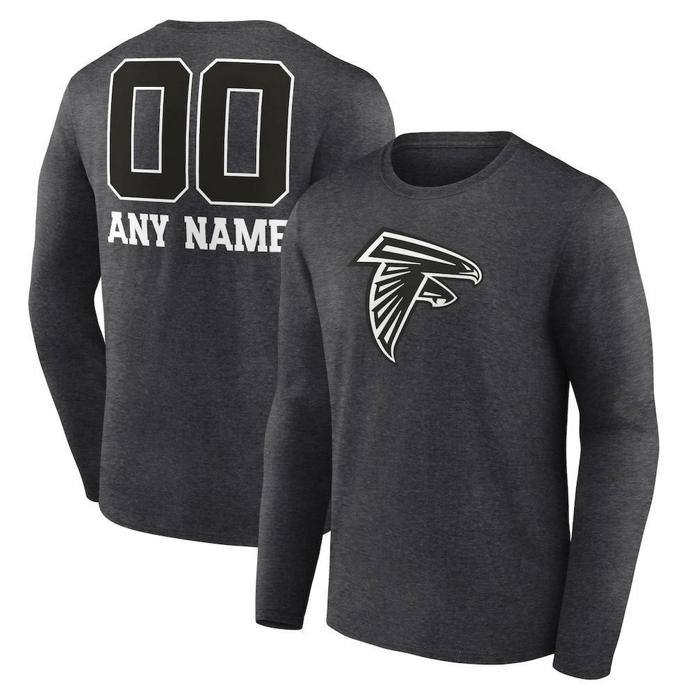 Atlanta Falcons Personalized Name & Number Monochrome Long Sleeve T-Shirt Charcoal - NFL