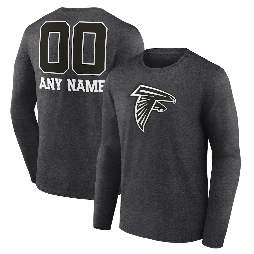 Atlanta Falcons Personalized Name & Number Monochrome Long Sleeve T-Shirt Charcoal - NFL