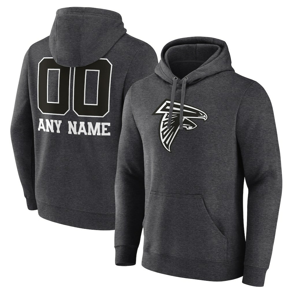 Atlanta Falcons Personalized Name & Number Monochrome Pullover Hoodie Charcoal - NFL