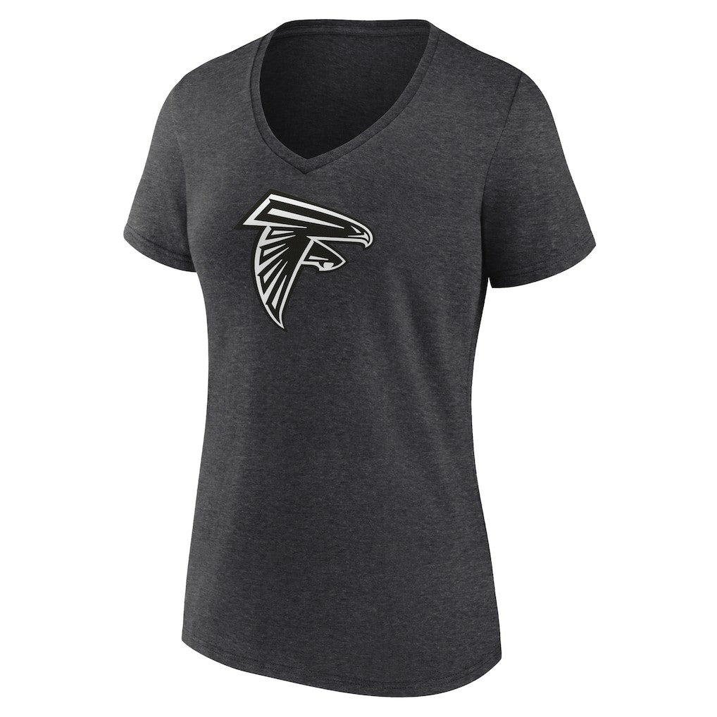 Atlanta Falcons Women's Personalized Name & Number Monochrome V-Neck Long Sleeve T-Shirt Charcoal - NFL