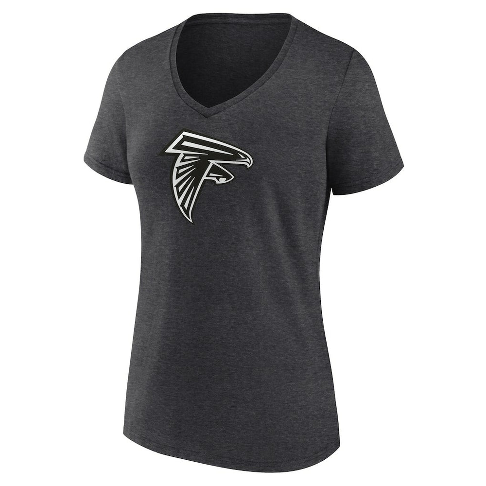 Atlanta Falcons Women's Personalized Name & Number Monochrome V-Neck Long Sleeve T-Shirt Charcoal - NFL