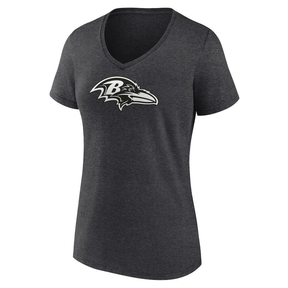 Baltimore Ravens Women's Personalized Name & Number Monochrome V-Neck Long Sleeve T-Shirt Charcoal - NFL