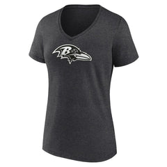 Baltimore Ravens Women's Personalized Name & Number Monochrome V-Neck Long Sleeve T-Shirt Charcoal - NFL