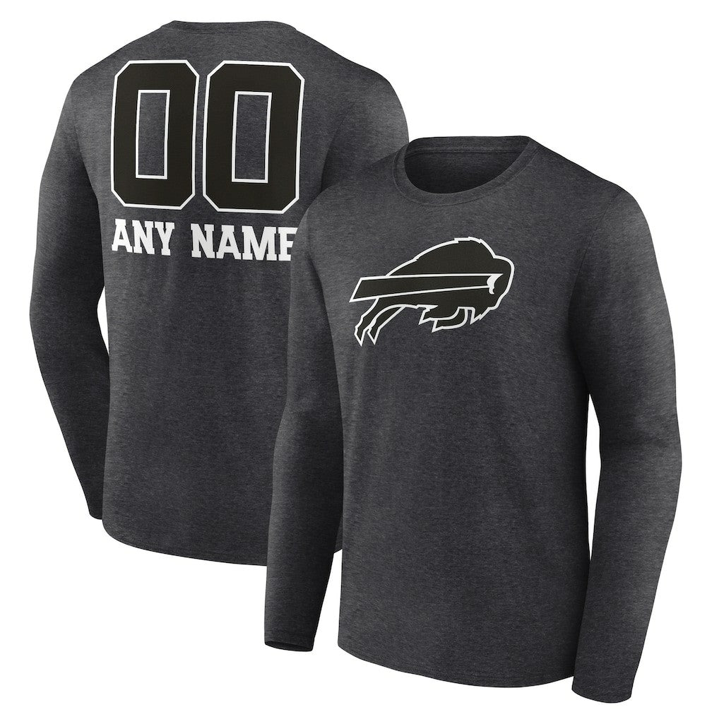 Buffalo Bills Personalized Name & Number Monochrome Long Sleeve T-Shirt Charcoal - NFL