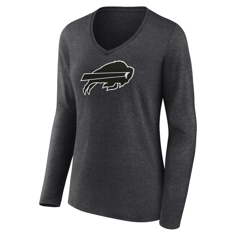 Buffalo Bills Women's Personalized Name & Number Monochrome V-neck T-Shirt Charcoal - NFL