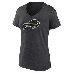 Buffalo Bills Women's Personalized Name & Number Monochrome V-Neck Long Sleeve T-Shirt Charcoal - NFL