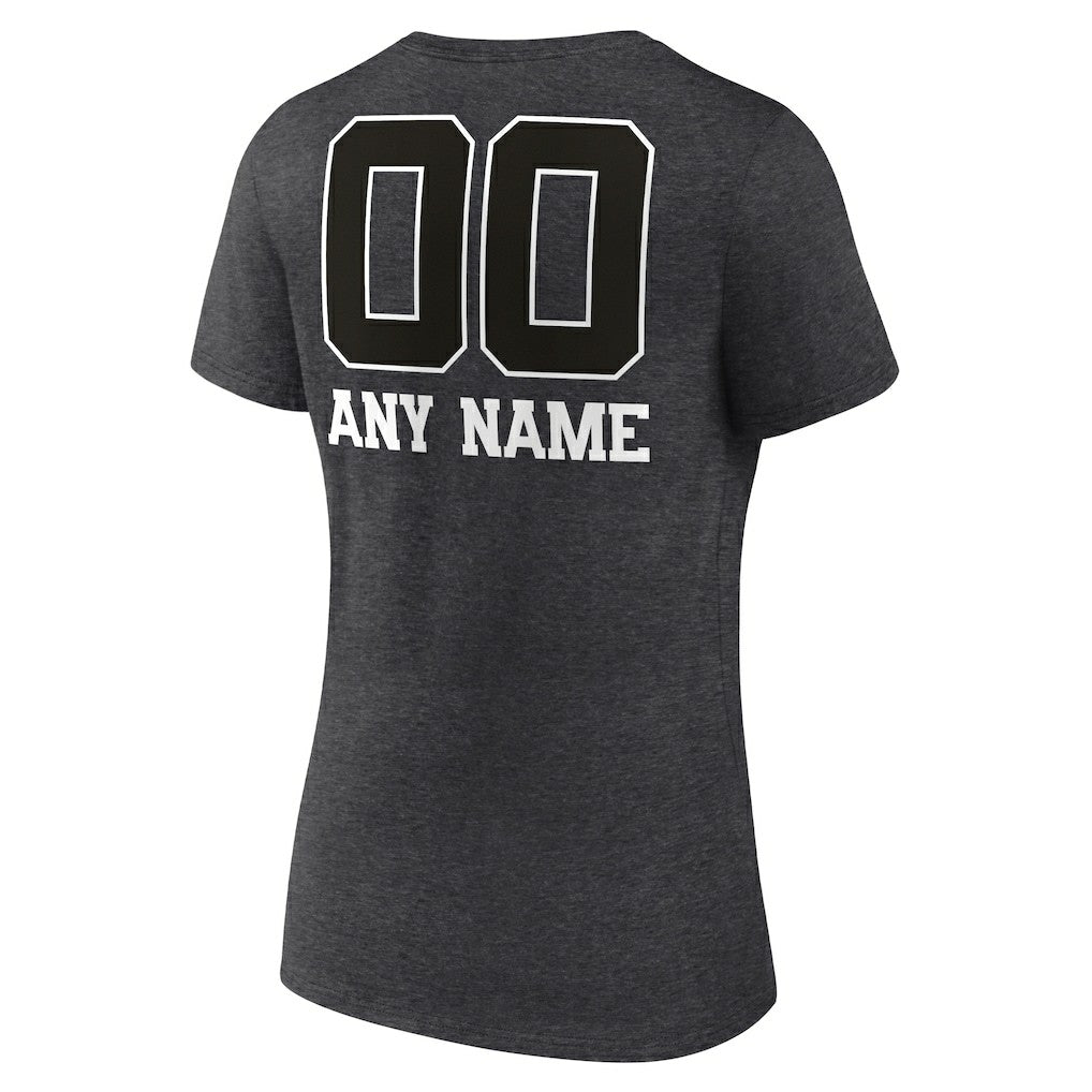 Buffalo Bills Women's Personalized Name & Number Monochrome V-Neck Long Sleeve T-Shirt Charcoal - NFL