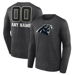 Carolina Panthers Personalized Name & Number Monochrome Long Sleeve T-Shirt Charcoal - NFL