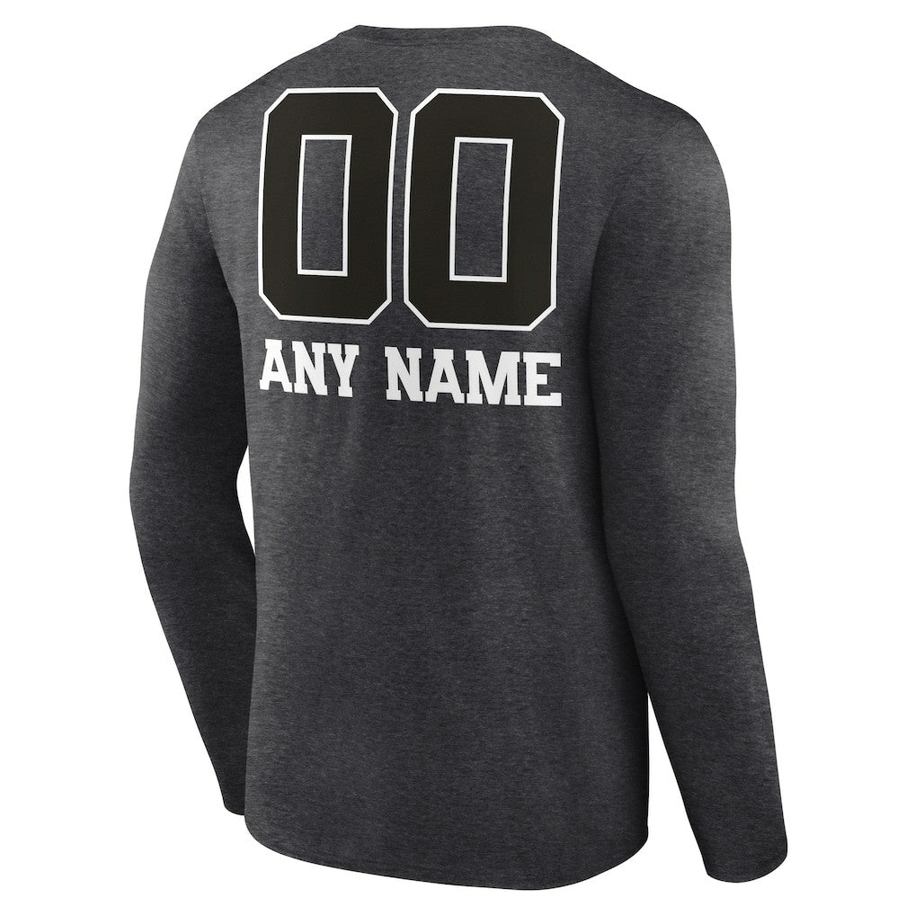 Carolina Panthers Personalized Name & Number Monochrome Long Sleeve T-Shirt Charcoal - NFL