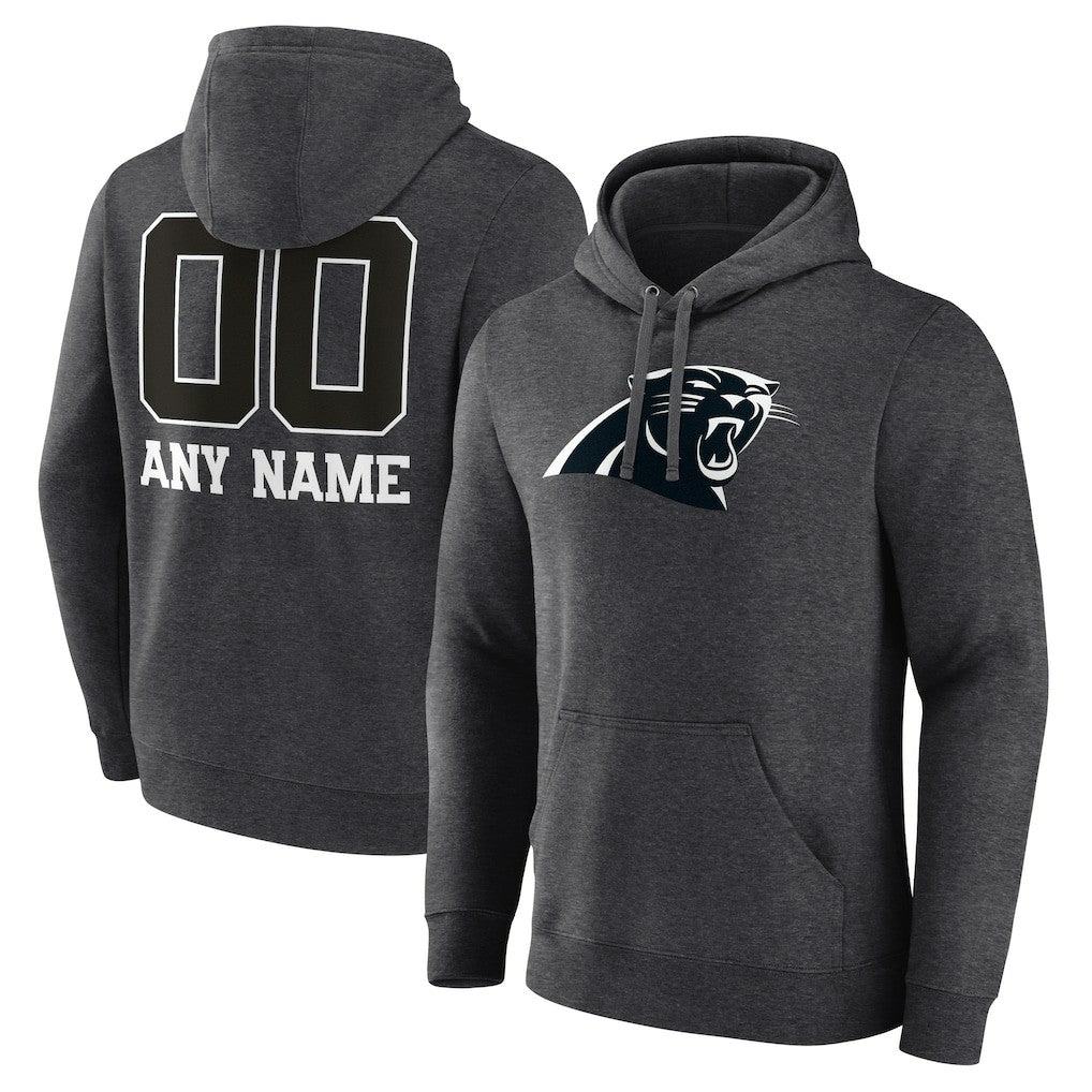 Carolina Panthers Personalized Name & Number Monochrome Pullover Hoodie Charcoal - NFL