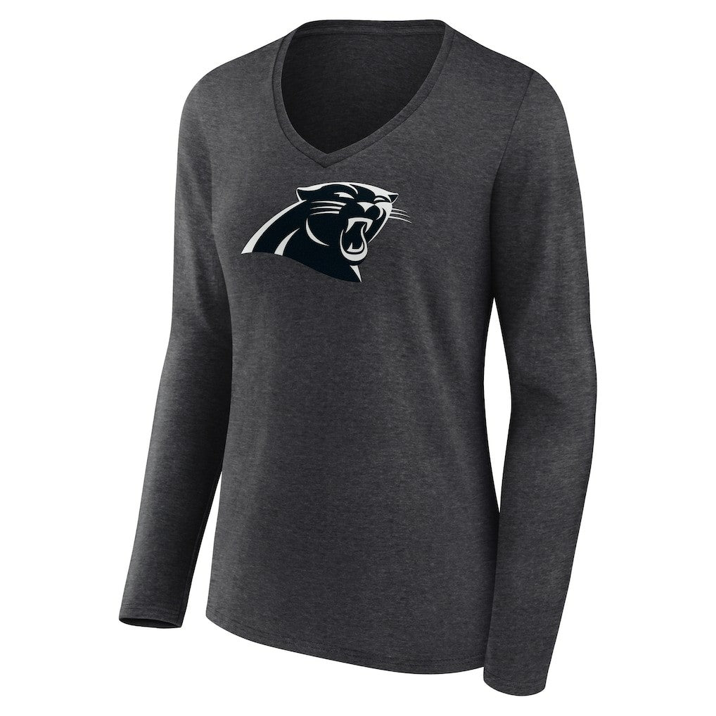Carolina Panthers Women's Personalized Name & Number Monochrome V-neck T-Shirt Charcoal - NFL