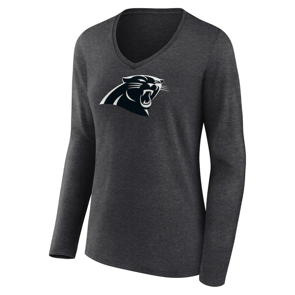 Carolina Panthers Women's Personalized Name & Number Monochrome V-neck T-Shirt Charcoal - NFL