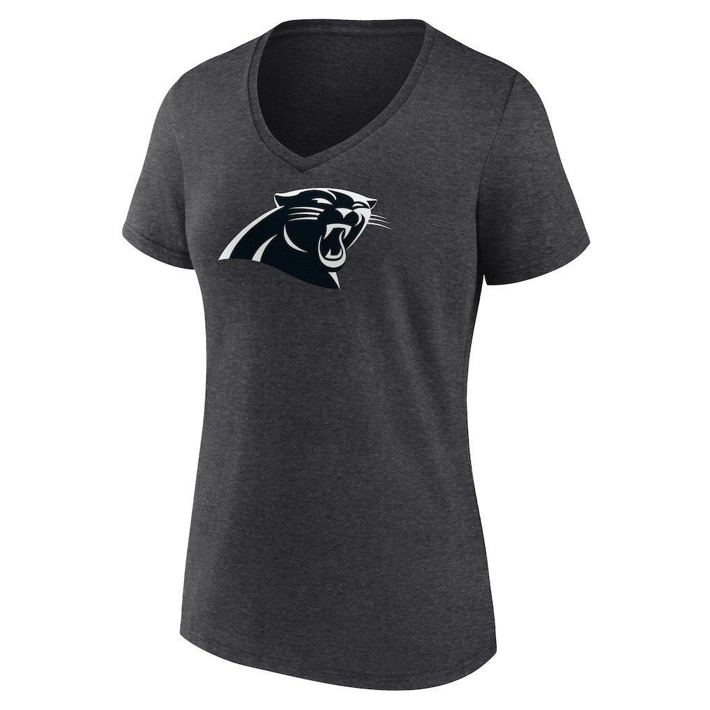 Carolina Panthers Women's Personalized Name & Number Monochrome V-Neck Long Sleeve T-Shirt Charcoal - NFL
