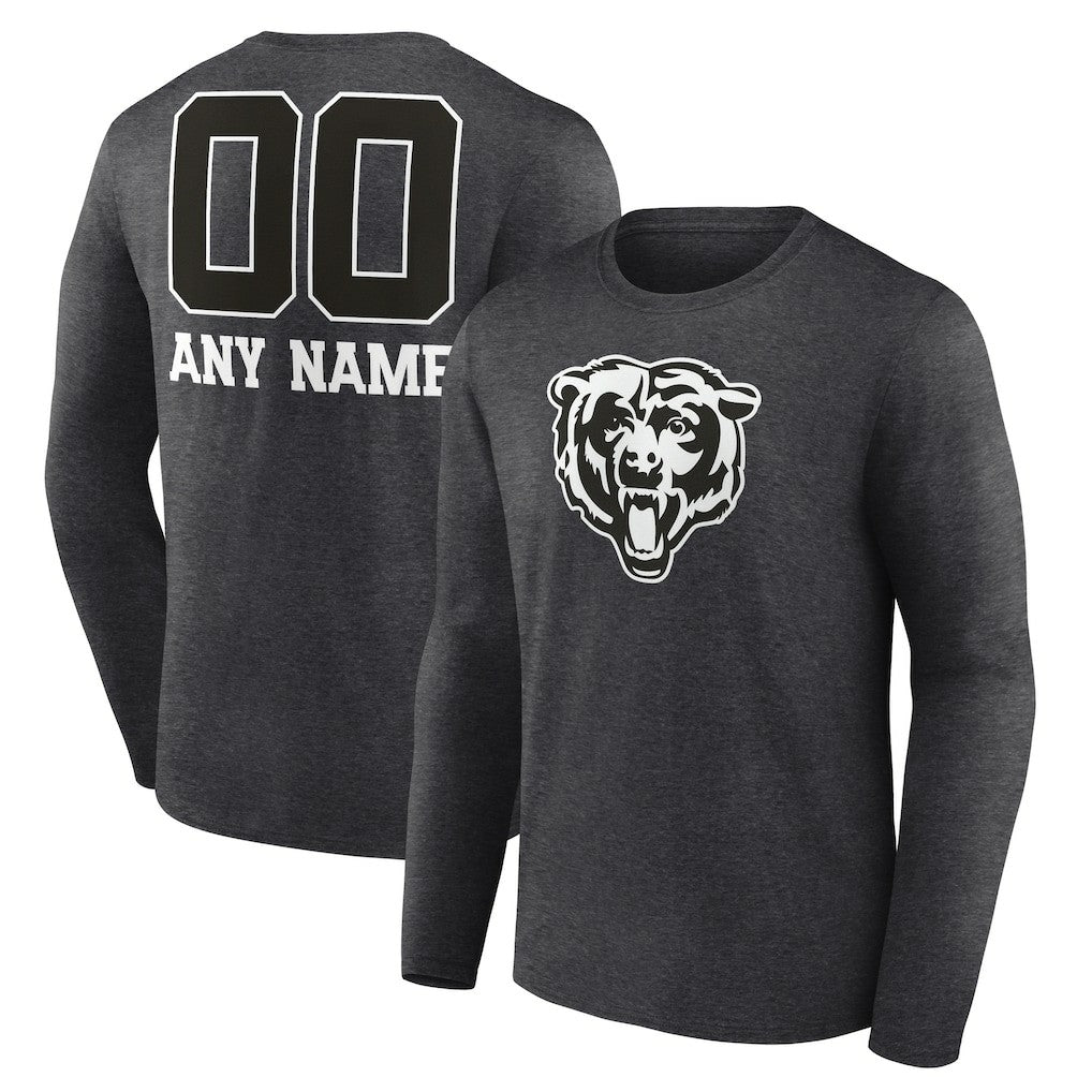 Chicago Bears Personalized Name & Number Monochrome Long Sleeve T-Shirt Charcoal - NFL