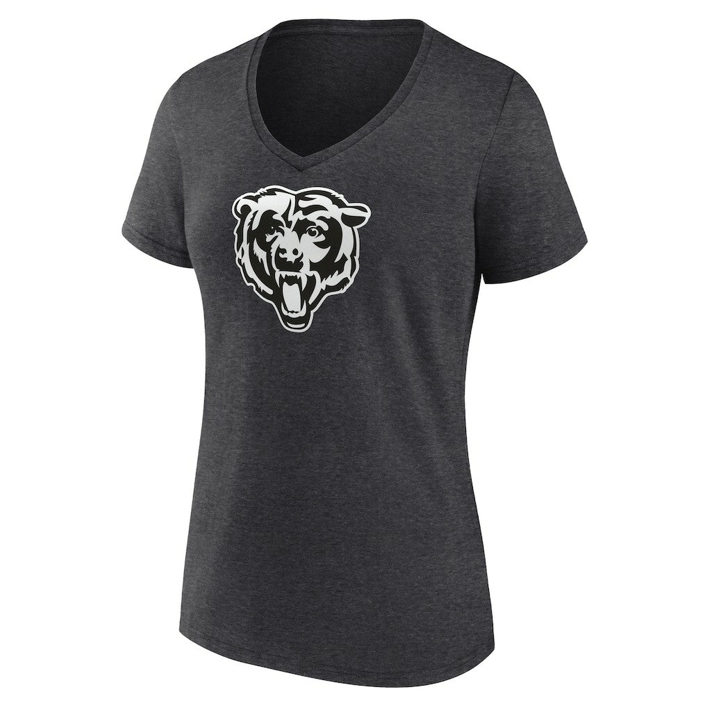 Chicago Bears Women's Personalized Name & Number Monochrome V-Neck Long Sleeve T-Shirt Charcoal - NFL