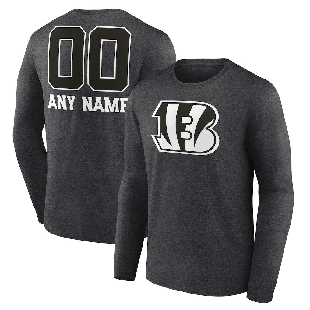 Cincinnati Bengals Personalized Name & Number Monochrome Long Sleeve T-Shirt Charcoal - NFL