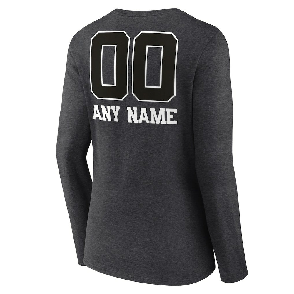 Cincinnati Bengals Women's Personalized Name & Number Monochrome V-neck T-Shirt Charcoal - NFL