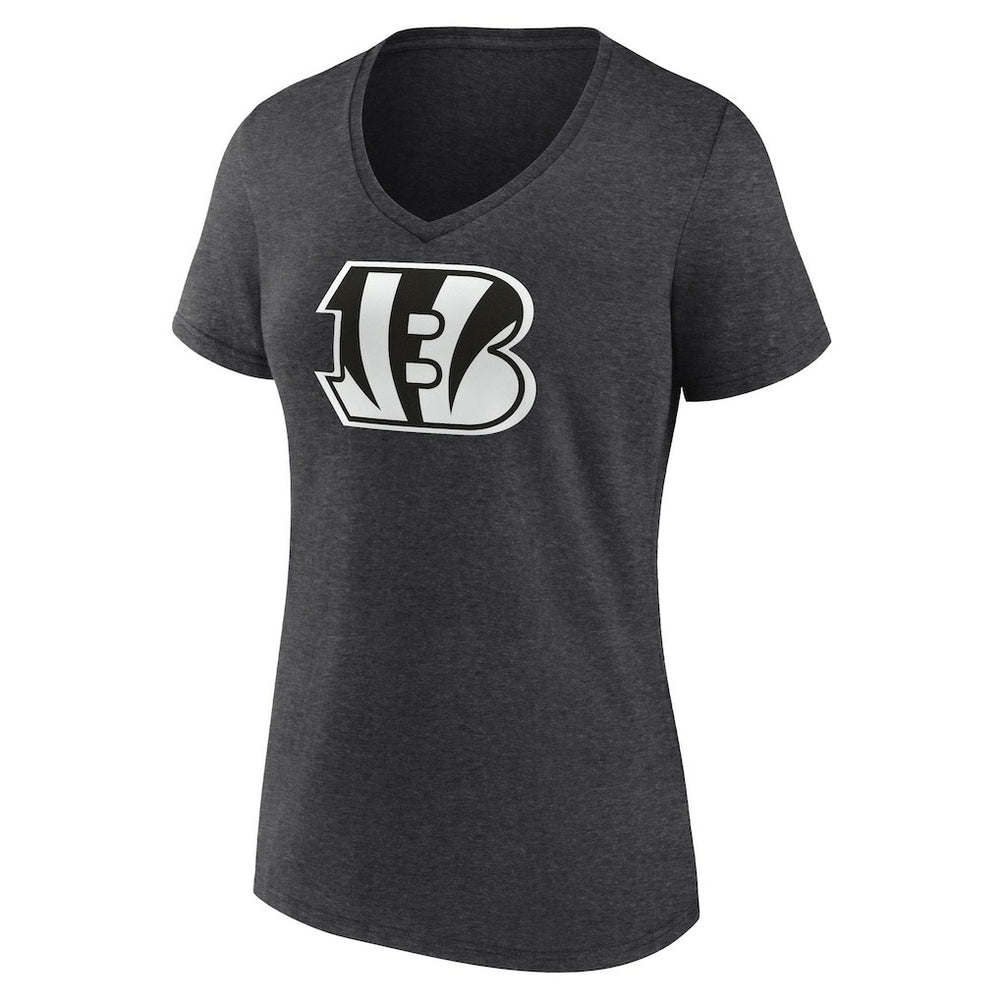 Cincinnati Bengals Women's Personalized Name & Number Monochrome V-Neck Long Sleeve T-Shirt Charcoal - NFL