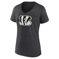 Cincinnati Bengals Women's Personalized Name & Number Monochrome V-Neck Long Sleeve T-Shirt Charcoal - NFL