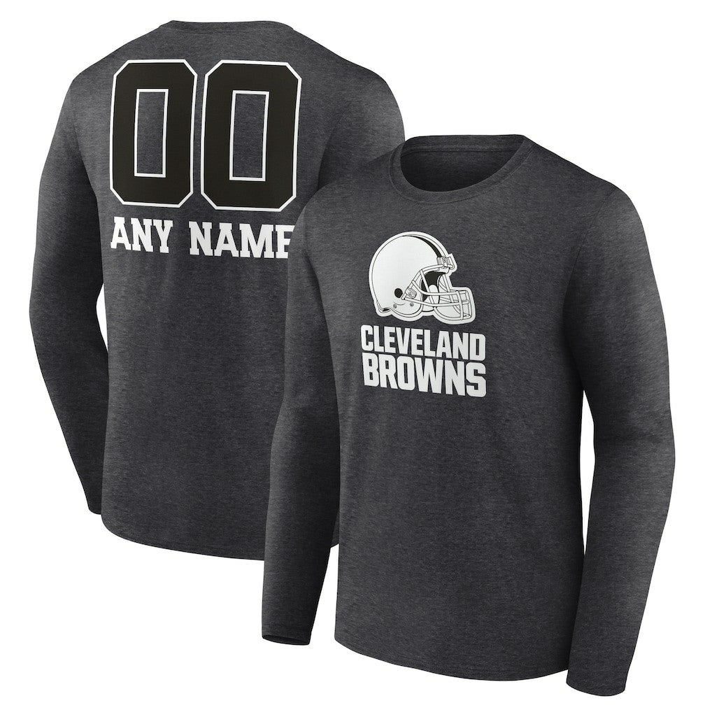 Cleveland Browns Personalized Name & Number Monochrome Long Sleeve T-Shirt Charcoal - NFL
