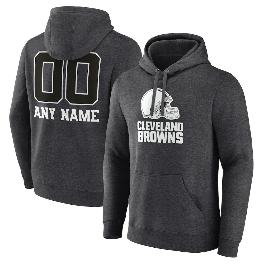 Cleveland Browns Personalized Name & Number Monochrome Pullover Hoodie Charcoal - NFL