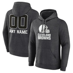 Cleveland Browns Personalized Name & Number Monochrome Pullover Hoodie Charcoal - NFL