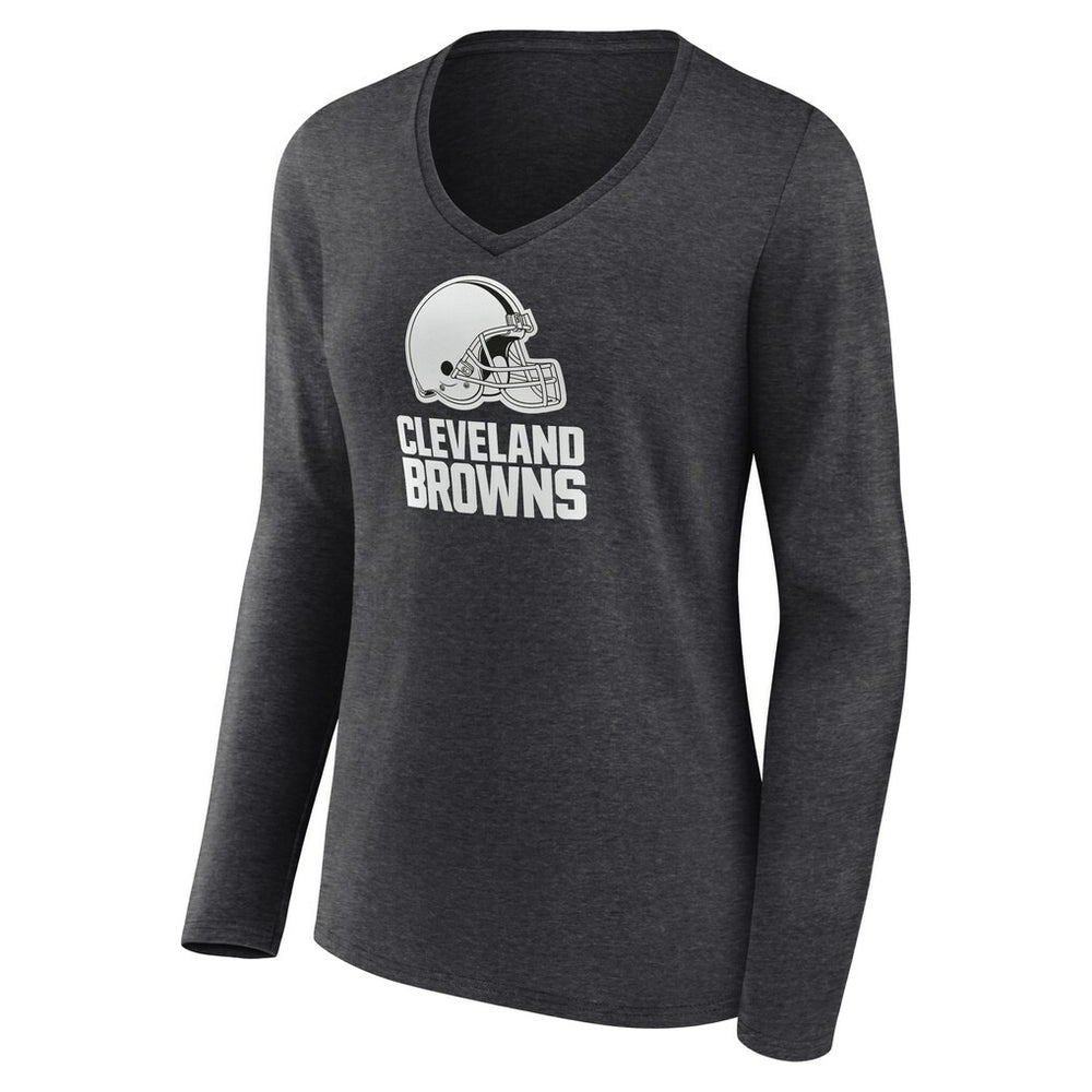 Cleveland Browns Women's Personalized Name & Number Monochrome V-neck T-Shirt Charcoal - NFL