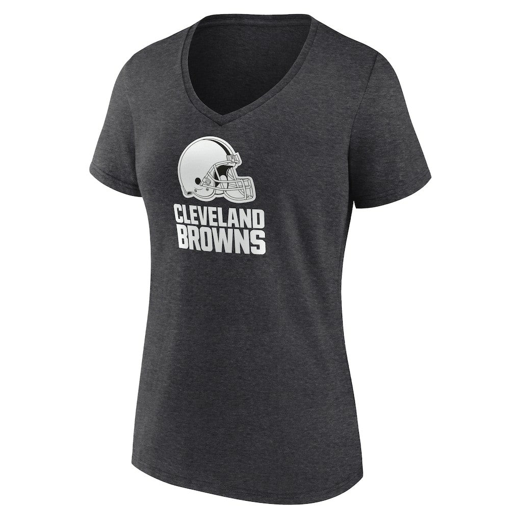 Cleveland Browns Women's Personalized Name & Number Monochrome V-Neck Long Sleeve T-Shirt Charcoal - NFL