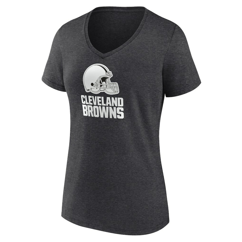 Cleveland Browns Women's Personalized Name & Number Monochrome V-Neck Long Sleeve T-Shirt Charcoal - NFL